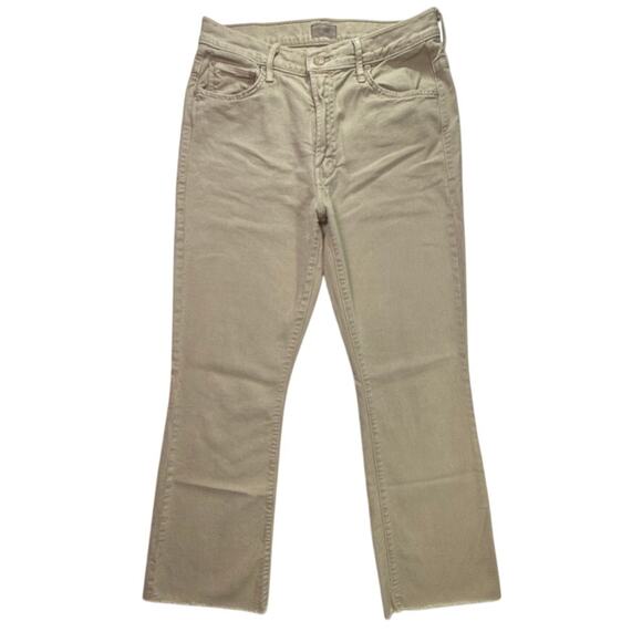 Mother The Insider Ankle Fray Jeans Chalk It Up Tan Crop Raw Hem Size 30 - Picture 2 of 16